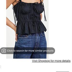 Ulla Johnson Black Ruffled Sleeveless Blouse.

LULU TIE-SHOULDER POPLIN TANK